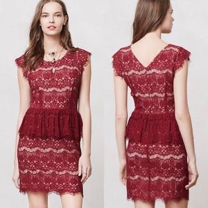 Anthropologie Maeve Lace Peplum Dress